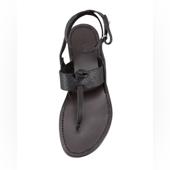 Rag & Bone - Sigrid Ankle-Wrap Thong Sandal, Black - Worn Once - Picture 3 of 6